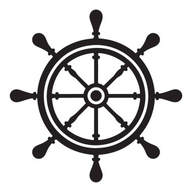 Siyah Denizcilik Gemileri Tekerleği Kaptan Navigasyon Siluet Vektör Tasarımı