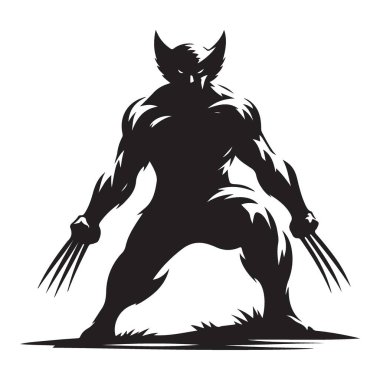 Wolverine Siluet Güçlü Süper Kahraman Çizgi Roman Karakteri Ayakta Durma