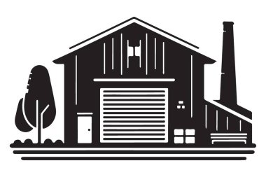 Mimari Tasarım Projeleri Sanayi Binası Silüet Vektör Sanatı