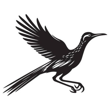 Roadrunner Siluet Vektör Sanat Simgesi Koşan Kuş Çöl Çizimi