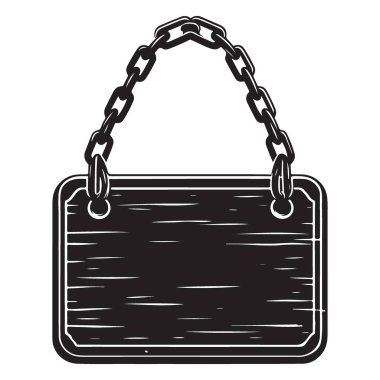 Boş tahta pano siluet vektör çizimi tasarımı asılıyor