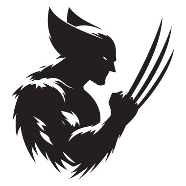 Pençeli Wolverine silueti çizimi süper kahraman vektör grafik tasarımı