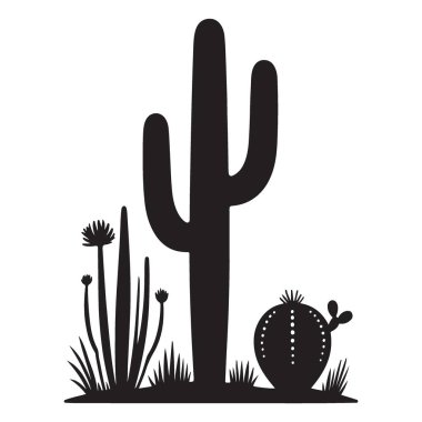 Güneybatı çöl kaktüsleri kurak bir manzaranın silueti.