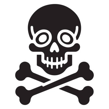 Tehlike işareti için kafatası ve çapraz kemikler vektör sanat çizimi