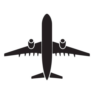 Uçak Silueti Üst Görünüm Uçak Uçan Siyah Vektör Simgesi