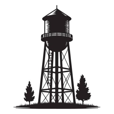 Klasik Su Kulesi Görüntü Tasarımı Kırsal Sahneler için Çizim