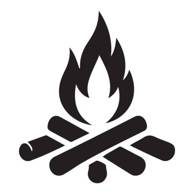 Kamp ateşi silueti tasarım tasarımı Yanan Kütükler Kamp için