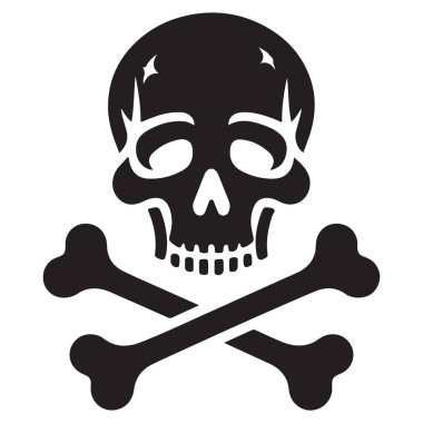 Kurukafa ve Çapraz Kemikler Siluet Vektör Grafik Uyarı Tehlike Sembolü