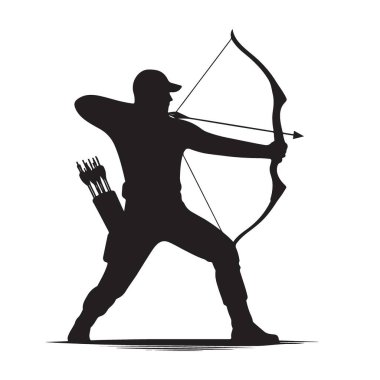 Okçu Silueti Yetenekli Ok Avcısının Aksiyon Görüntüsü