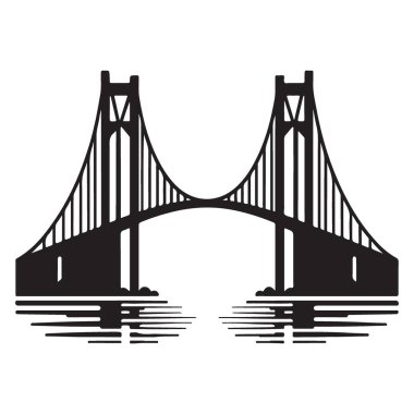 Su Resimli Şehir Yansıması ile Çift Köprü Silueti