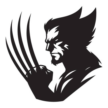 Wolverine Pençeleri Siluet Vektör Çizimi Süper Kahraman Karakter Tasarımı
