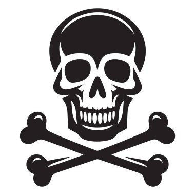 Tehlike İşareti Sembolü için Kurukafa ve Çapraz Kemik Vektör İllüstrasyon Grafiği