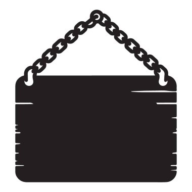 Köy anonsları veya mesajlar için tahta işaret vektör silueti asılıyor