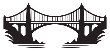 Mühendislik projeleri simgesi için köprü vektör siluet yapısını askıya al