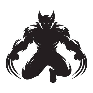 Wolverine vektör silueti, komik ve maskot tasarımının acımasız kahramanı.