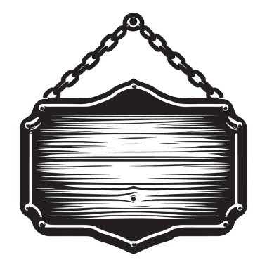 Rustik Dekor Zincirli Klasik Tahta İmza Vektörü ResmiComment