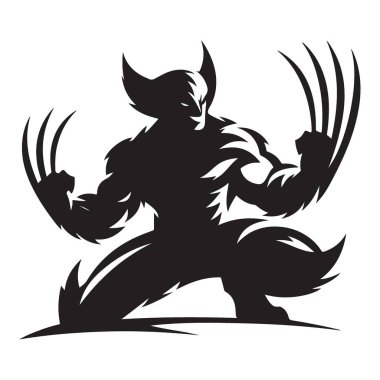 Wolverine Çizgi Film Karakteri Vektör Grafik Çizim Sanatının Silueti