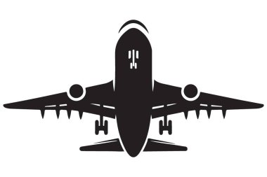 Siluet Ticari Uçak Vektör İllüstrasyonu, Havayolu Şirketi Grafik Tasarımı