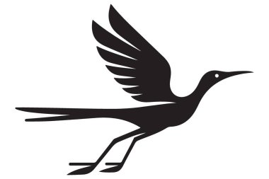 Greater Roadrunner İllüstrasyon Vektör Tasarımı, Batı Kuş Amblemi Silueti