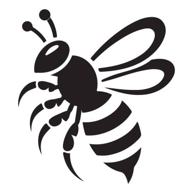 Uçan Arı Çizimi Siyah Pençeli Vektör Tasarımı
