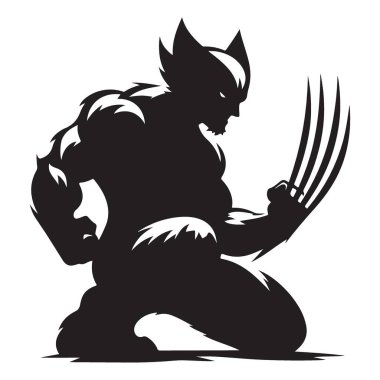 Güçlü Wolverine Siluet Çizimi Iconic Marvel Süper Kahramanı