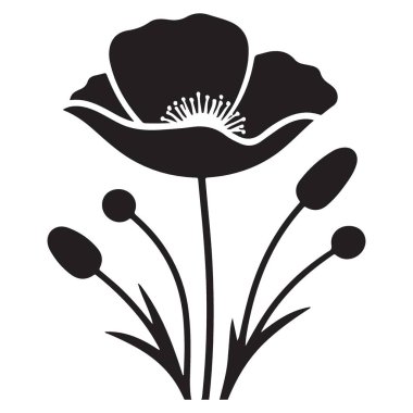 Zarif Poppy Silueti Çizimi Bir Anı ve Barış Sembolü