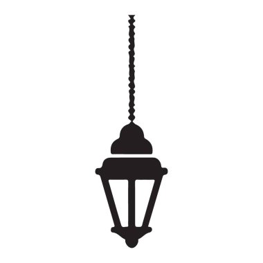 Ramazan ve Dekorasyon İçin Asılı Fener Silueti Vektör İllüstrasyonu