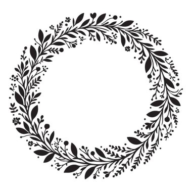 Davetiyeler için Botanik Çelenk Vektör Tasarımı Çiçek Çemberi