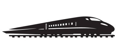 Yüksek hızlı tren siyah siluet vektör grafik ulaşım çizelgesi