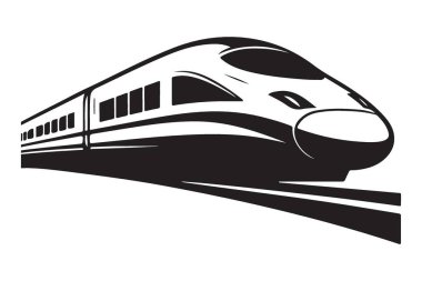 Tren raylarında hızla ilerleyen yüksek hızlı tren vektör çizimi