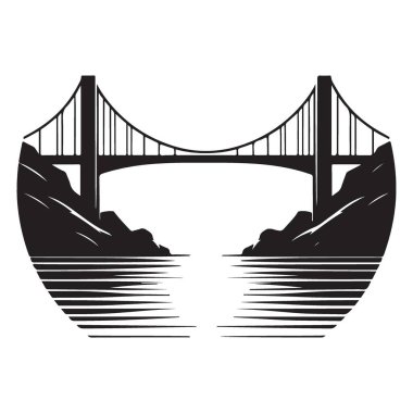 Sakin sularda uzanan Altın Kapı Köprüsü silueti taşıyıcısı