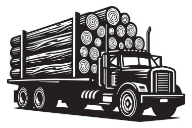 Ağır Görev Kayıtlı Kamyon Vektör Çizimi Silueti