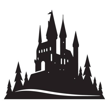 Görkemli Hogwarts Kalesi Silueti Büyüleyici Orman Resimleriyle çevrili