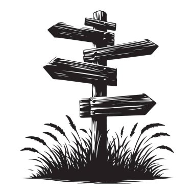 Siluet Tahta İmza Tabelaları Çizim Yönlendirme Seçimi Yol İşareti Tasarımı