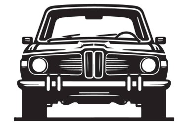 Otomotiv Tutkunları için klasik BMW 2002 Araba Silueti İllüstrasyonu