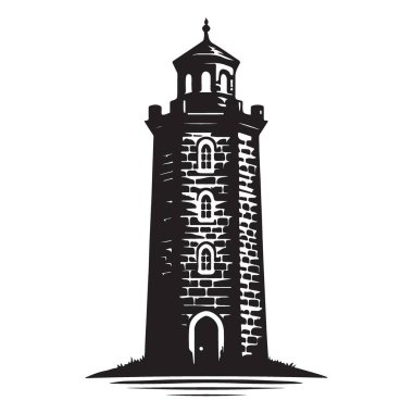 Majestic Brick Lighthouse Illustration Vector Image Navigational Beacon Coastal Simgesi