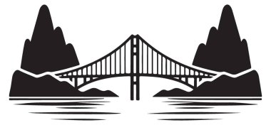Golden Gate Köprüsü San Francisco İllüstrasyon Vektör Yer İmleri Çekim Silueti