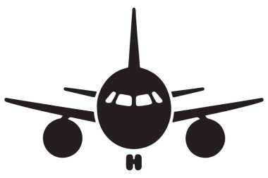 Uçak Önü Görünümü Vektör Resimleri Ticari Uçak Ulaşım Silüeti