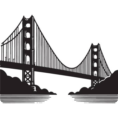 Ayrıntılı Altın Kapı Köprüsü Resimleri San Francisco Tarihi Yer İmleri Vektör Çizimi