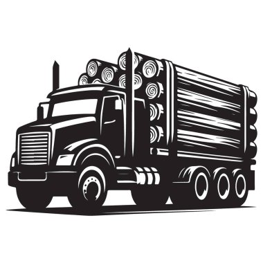 Ağaç kütükleri taşıyan kereste kamyonu silueti