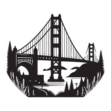 Golden Gate Köprüsü Vektör Resimleri Ünlü Tarihi Eserler
