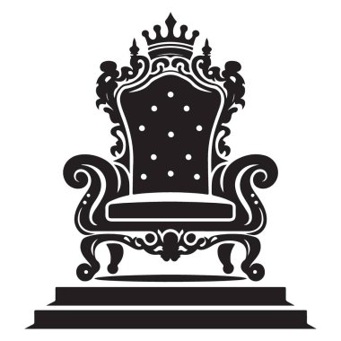 Kraliyet Tahtı, Krallar ve Kraliçeler için Siluet Vektör İllüstrasyonu