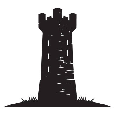 Fantezi Projeleri için Kale Kulesi Vektör Resimlerinin Silueti