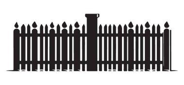 Picket Fence Siluet Çizim Sınırı ve Güvenlik Vektör Tasarımı