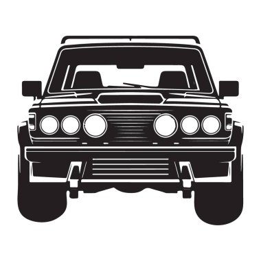 Rugged Off Road Araç Siluet Vektör Resimli Macera Tasarımı