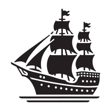 Yelkenli Gemi İllüstrasyonu Vinsel Denizcilik Siyah Siluet Sanatı