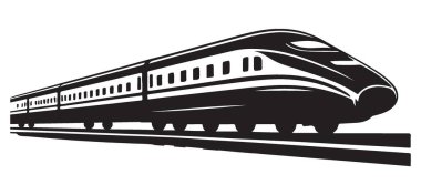 Yüksek Hız Treni İllüstrasyon Demiryolu Taşımacılığı Siyah Silüet Biçimi