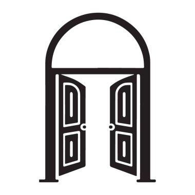 Zarif Açık Kapılar Vektör İllüstrasyon Sembolize Fırsat Kapısı