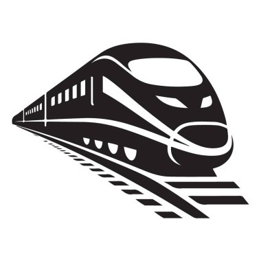 Taşıma projeleri için modern mermi treni siluet vektörü grafiği