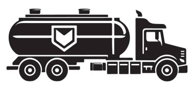 Ulaşım endüstrisi için yakıt kamyonu silüeti vektör çizimi